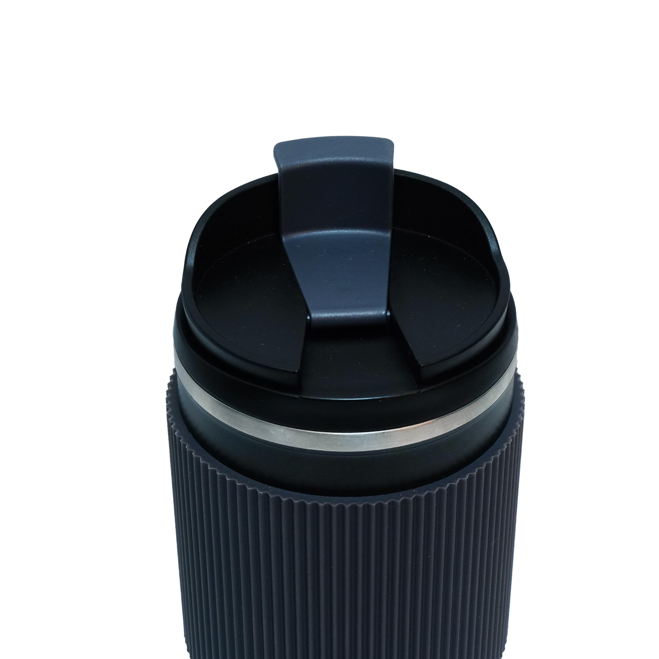 Personalized Tumbler With Silcon Grip - Black